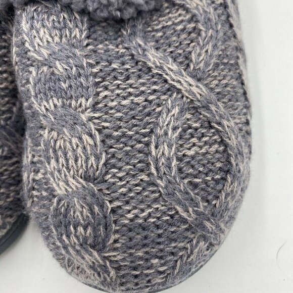 Muk Luks Women's Moccasin Memory Foam Slippers Gray Sherpa Slip On Size 5-6 New - Picture 3 of 6
